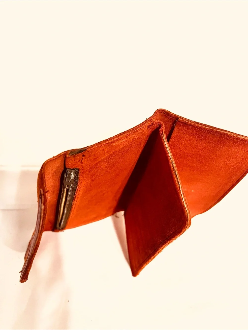 Vintage Suede Leather Envelope Clutch/Check Book-Coin Zip Comp.-CC Holders-Haiti